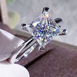 -Princess Cut 2 carat Silver Engagement ring